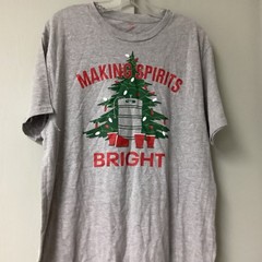 New Holiday Time Mens Large Gray Crew Neck Christmas T Shirt “ Making Bright “
