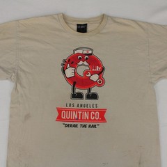 QUINTIN CO Los Angeles DERAIL THE RAIL Beige Graphic T-SHIRT Men’s L