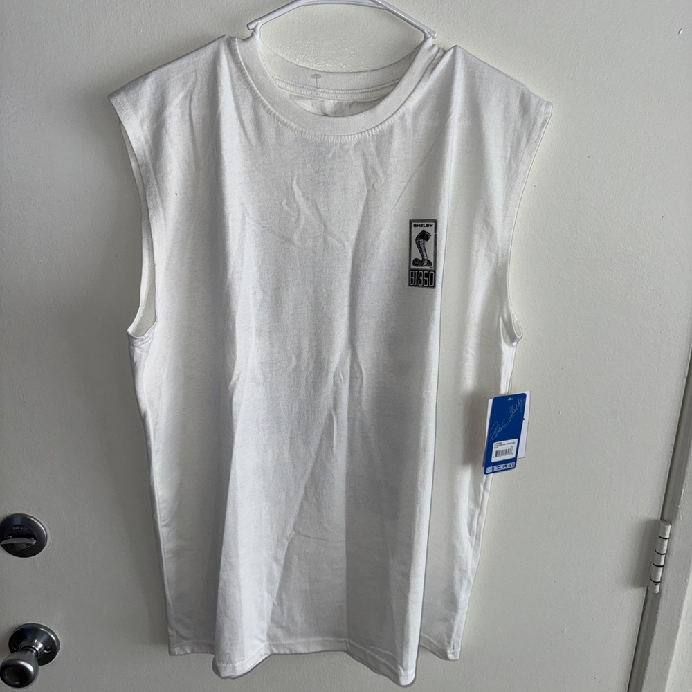 Shelby Ford Mustang Cut Off Shirt Sleeveless Muscle Graphic Tees GT 350 SZ L