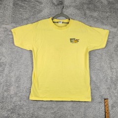 Vintage Brass Balls Saloon Shirt Mens Large Yellow Royal Ocean City 80s Graphic
