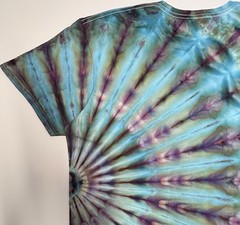 Handmade Ice Tie Dye Adult T-Shirt Unisex Size XL Blue Fan Folded Gildan Tee NEW
