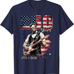 Vintage Abraham Lincoln Guitar 4th July 250th Anniversary Mens Graphic Tee