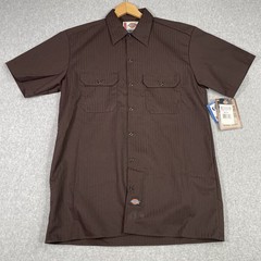 Vintage NWT Dickies Work Shirt Mens Medium Brown Button Up Deadstock NWT 90s USA