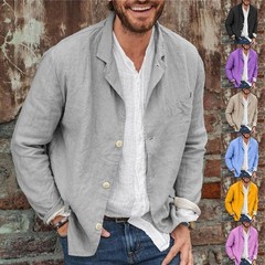 Mens Casual Sleeve Shirt Jacket Long Stylish Button Up Lightweight Coat
