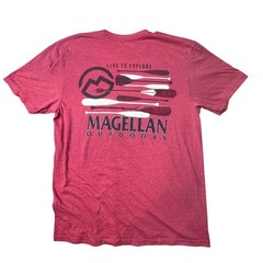 Magellan Outdoors T-Shirt Men M Red Live To Explore Paddle Graphic Heathered Tee