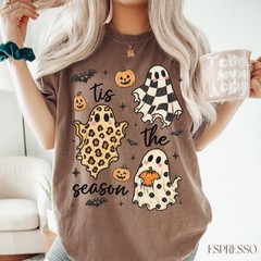 Tis The Season Fall Shirt Retro Ghost Pumpkin Halloween Autumn Unisex Tee Gift