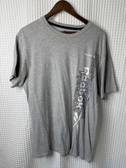 Reebok Men’s Graphic T-Shirt Size Large Gray Vertical Logo Athletic Tee