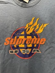 Supreme FW17 Flames Blue T-Shirt Size Medium Distressed Faded See Pics