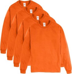 Men’s Long Sleeve Crewneck Cotton T-Shirt 4-Pack Midweight Soft Durable Tees
