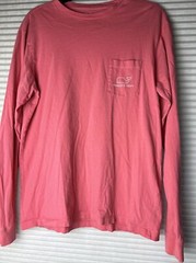 Vineyard Vines Pink Long Sleeve Whale Logo T-Shirt with Pocket Men’s Size Small