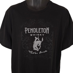 Pendleton Whisky T Shirt Mens Size XL Black Let Er Buck Rodeo Western Whiskey