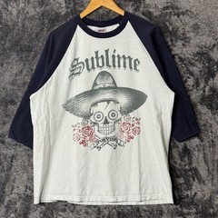 Sublime Por Vida Band T-shirt Raglan XL Sugar Skull Navy White