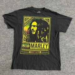 Bob Marley T-Shirt Mens Size L Black Graphic Roots Rock Reggae Portrait Cotton