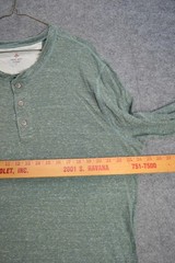 True Grit Henley Shirt Mens XL Green Long Sleeve Slub Knit Cotton Rayon Heather