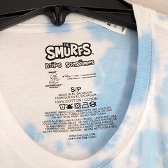 NEW SMURFS TIE DYE T SHIRT MENS SMALL S BLUE WHITE MUSHROOM NWT