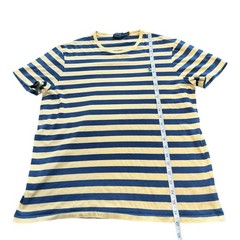 Polo Ralph Lauren XL Custom Slim Fit Navy Yellow Striped 100% Cotton Pony Tshirt
