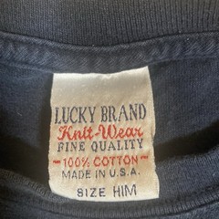 Lucky Brand Shirt Mens One Size Him 2XL Black Logo Graphic Look Your Best *Spots