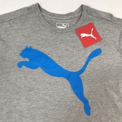 PUMA Big Cat Solid Graphic Logo Athletic Tee Heather Light Gray Shirt Mens Small