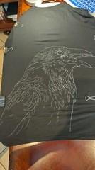 HAND PAINTED ORIGINAL ART Black and brown raven tee .goth.punk . .