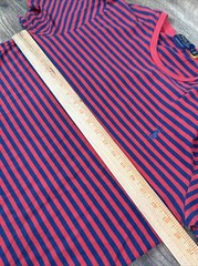 Polo Ralph Lauren Navy Blue & Red Striped S/S Shirt Pony Logo Sz Large Preowned