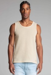 SikSilk Men’s Knitted Fabric Textured Vest Ecru