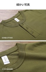 Cotton Henry Collar Short Sleeve T-Shirt Summer Men American Retro Fitness
