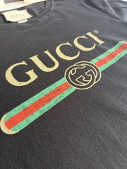 Gucci Black Logo Cotton Jersey Men’s Short Sleeve T-Shirt Size M