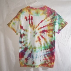 Gildan Cotton M Short Sleeve Starburst Tie Dye T-Shirt Red Green Orange