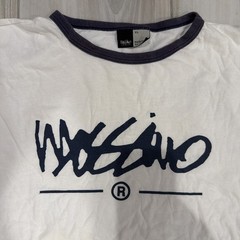 Vintage Y2K Mossimo Graphic Ringer White Navy Blue T Shirt • XL