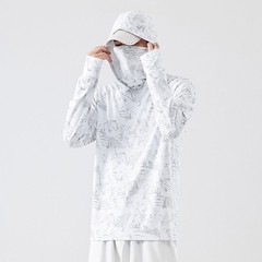 Fishing T-Shirt for Men UV Protective Hooded Top with High Neck Design
