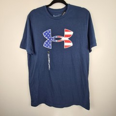 Under Armour Shirt Men’s Navy Blue UA Freedom Flag Big Logo USA sz Medium NWT