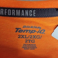 Dickies Shirt Mens 2XL XXL Orange Temp IQ Lightweight Performance Wicking NWT
