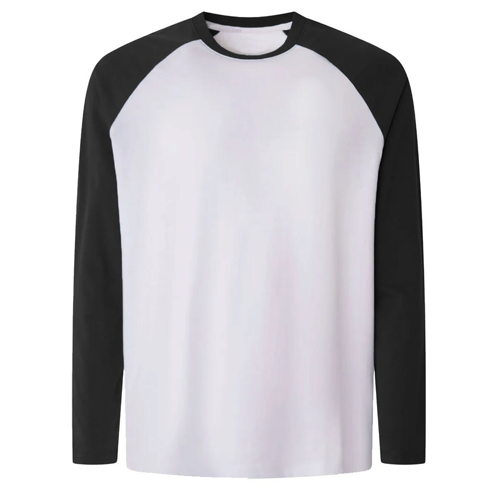 Mens Long Sleeve Baseball T-Shirt Raglan Sleeve Casual Adults Tee Contrast Tops