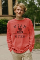 Blue 84 Utah Utes Ncaa Officially Licensed Long Sleeve T-Shirt Team Color Dyed