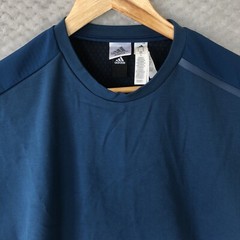ADIDAS T Shirt Mens M Navy Side Zip Crew Neck Thick Sleeve Logo Sample RARE