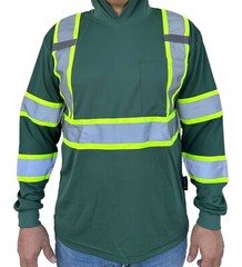 Hoodie Green High Visibility Safety Shirt With Reflective Stripes
