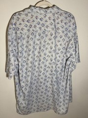 Tommy Bahama 100% Silk Hawaiian Shirt Mens Blue Geometric Tropical Camp