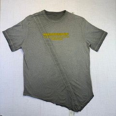 Expert Asymmetrical Graphic Tee Medium Mens Green Raw Hem Distressed Streetwear