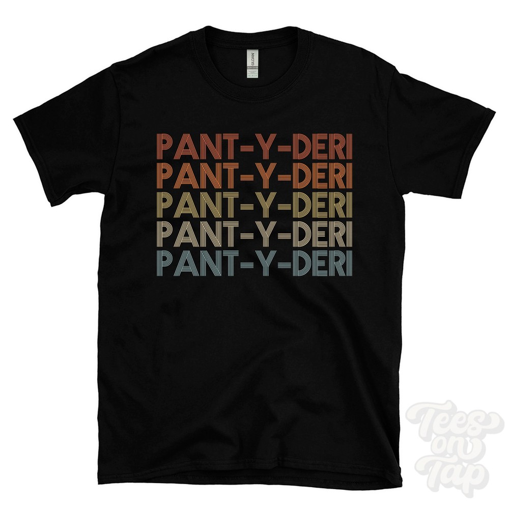 PANT-Y-DERI REPEATED RETRO STYLE T-SHIRT mens & womens uk place name gift