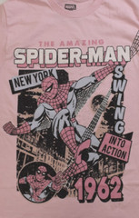 Marvel The Amazing Spider-Man Mens Pink Retro Comic Graphic Shirt New Large