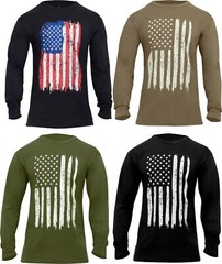 USA Flag Long Sleeve T-Shirt Distressed US Flag Support American Pride Tee