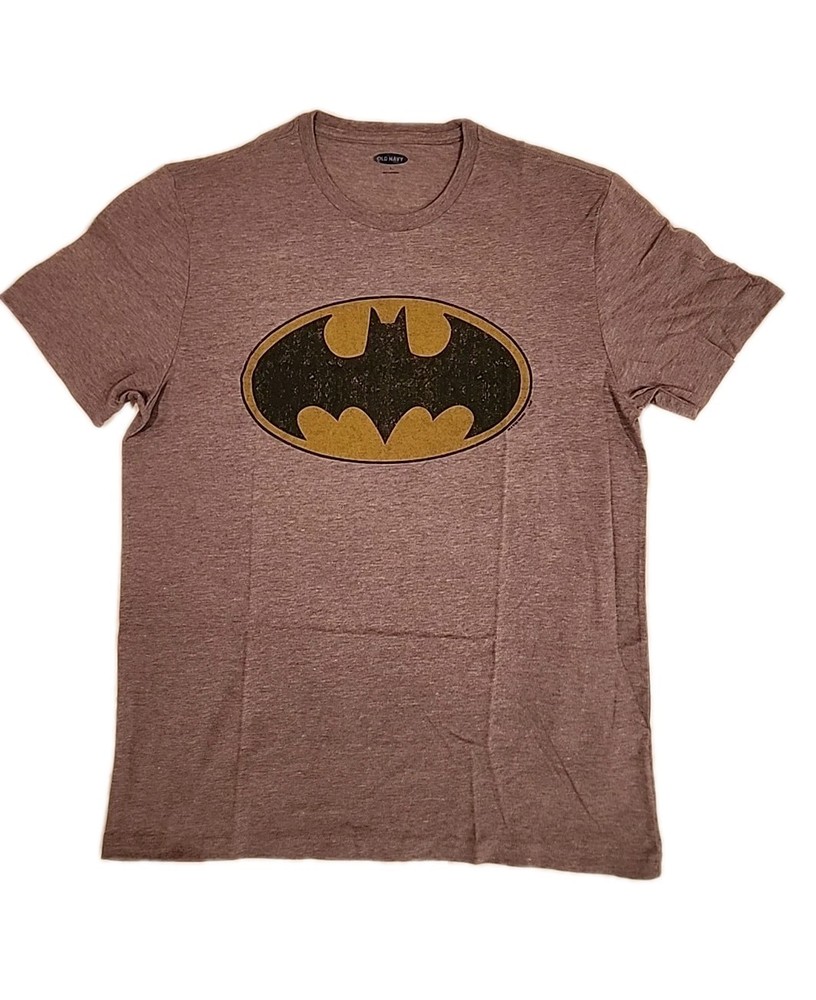 New DC Comics Distressed Batman Logo Mens Large Soft Light Heather Grey Tee