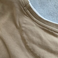 Tahari Mens Medium Short Color Block T Shirt 100% Cotton Tan White Crew Neck