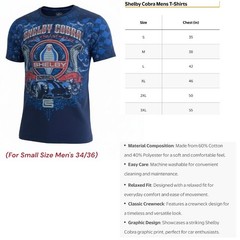 Shelby Cobra Snake Head Vintage Logo Men Navy Blue T-Shirt Small 34/36 Carroll T