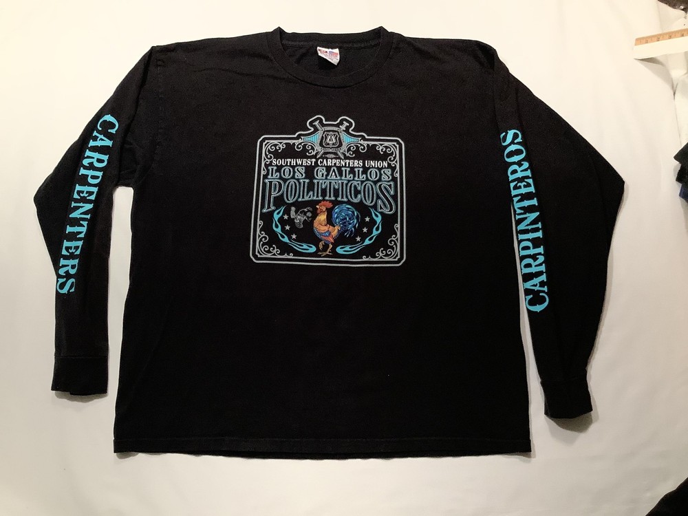 Bayside Shirt Mens 2XL Black Carpenters Los Gallos Politicos LS Made USA