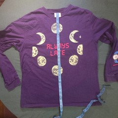 TEDDY FRESH Always Late PURPLE T Shirt XL Long sleeve Lots of Graphics COOL