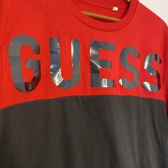 GUESS Black And Red Shirt With Glossy GUESS Print