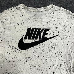 Nike T-Shirt Mens Size M White Paint Splatter Graphic Logo Athletic Cut Cotton