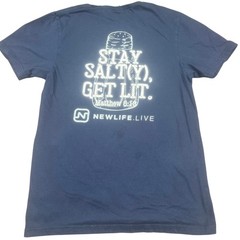 Gildan Mens Stay Salty Get Lit Christian T-Shirt Small Navy Blue Matthew 5:13