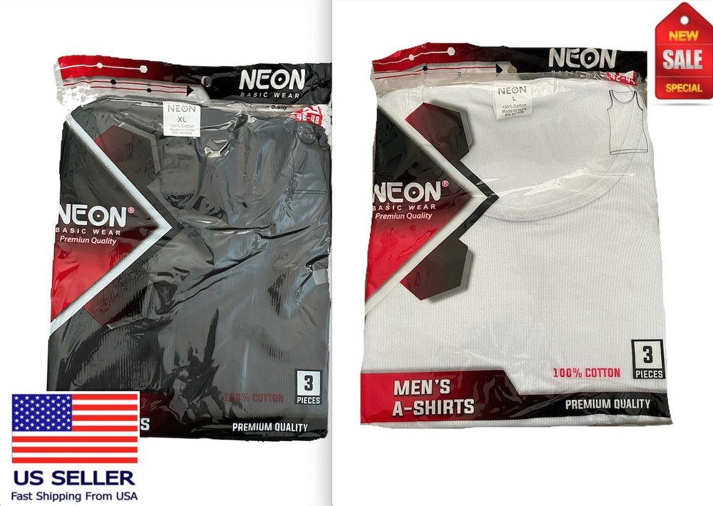 3-6 Packs Mens 100% Cotton Tank Top Wife Beater A-Shirt Undershirt Ribbed Black